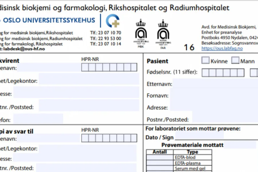 Utfyllbar papirrekvisisjon