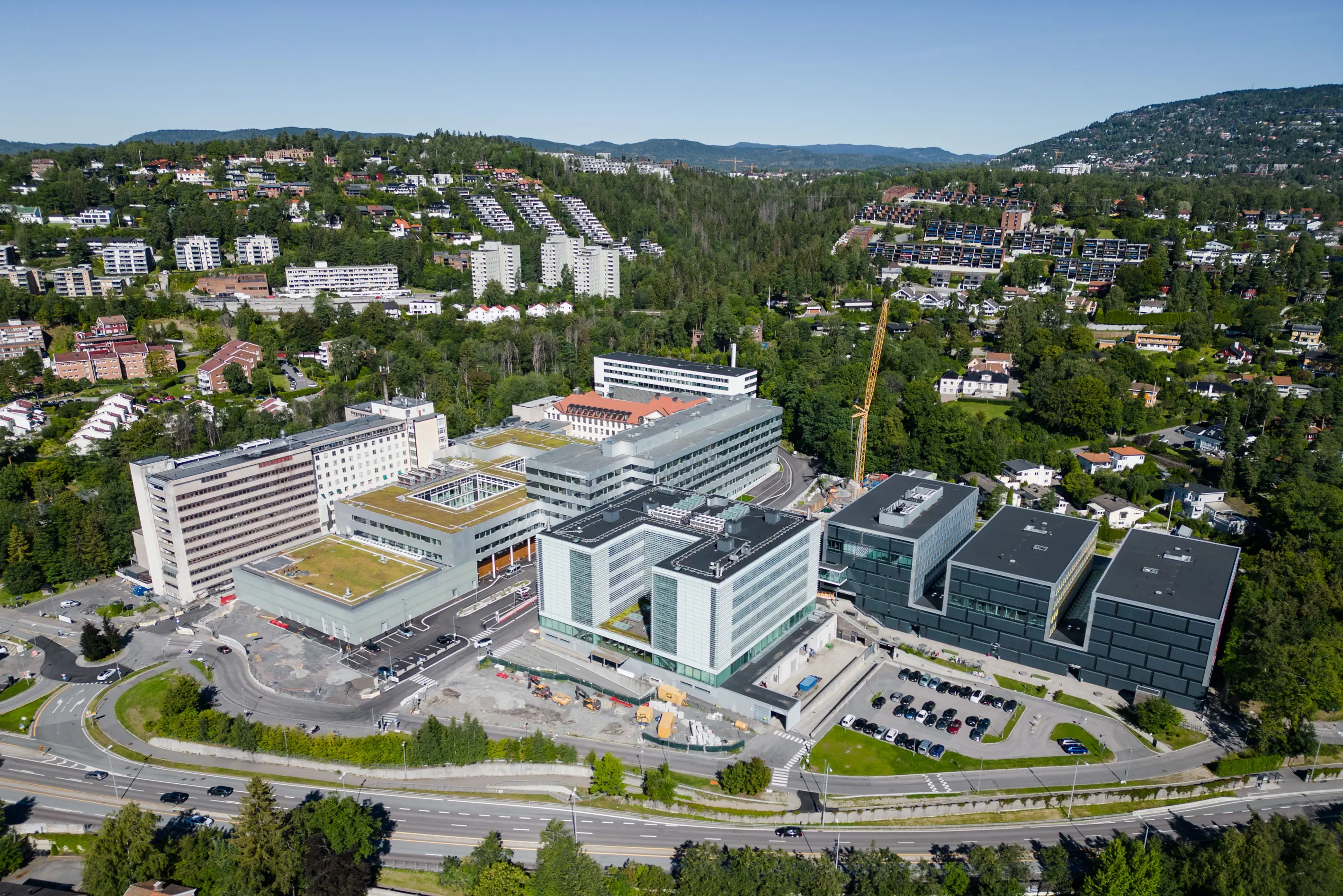 Oversiktsbilde av det nye Radiumhospitalet fra august 2024