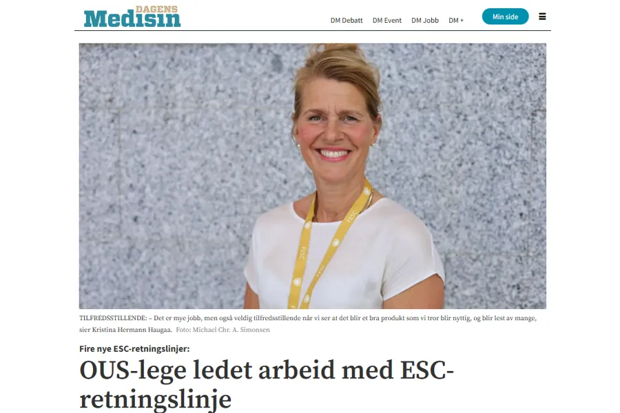 Overskrift og forsidebilde av Kristina Haugaa i Dagens Medisin